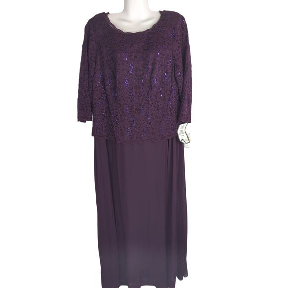 Alex Evenings Deep Plum One Piece Gown Womens 16W NWT Formal Wedding Holidays - Picture 2 of 13